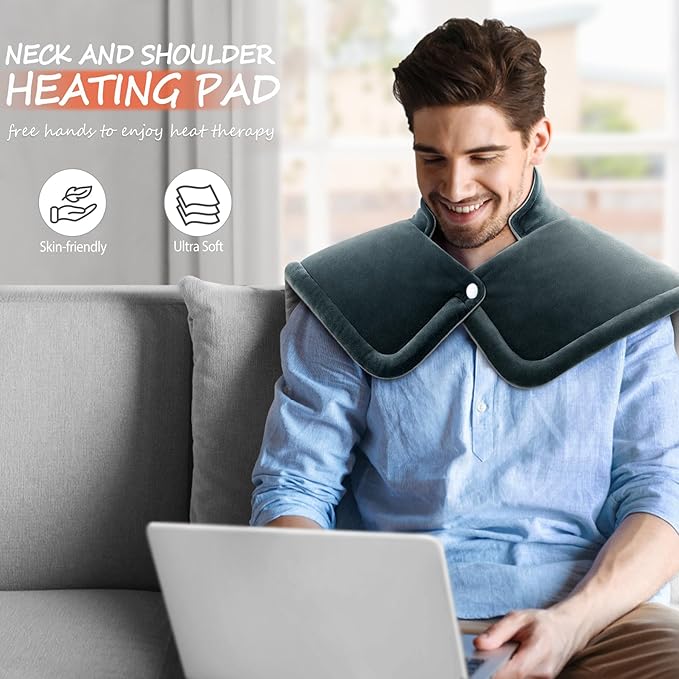 Neck Heating Pad Gifts for Dad, Men, XL Weighted Shoulder Heat Pad, Back Pain Relief Heat Pads, Gifts for Mom, Women and Christmas, Birthday, Mother's Day, Fathers Day Warm Gifts, 23'' x 17'' - Bloomnest