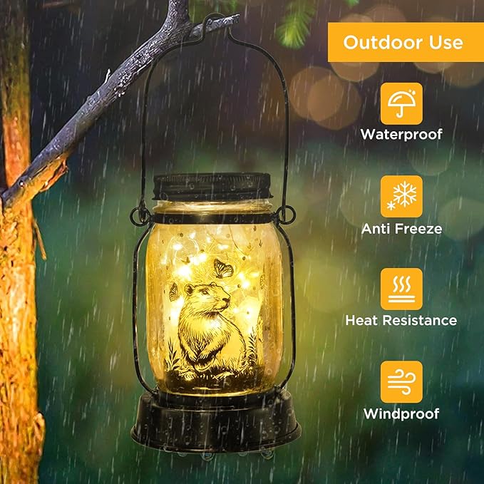 Capybara Gifts for Women/Men Capybara Solar Lanterns Mom Grandma Birthday Present Lantern Memorial Lights Solar Garden Decoration Outside for Yard, Patio,Backyard,Porch Torches - Bloomnest