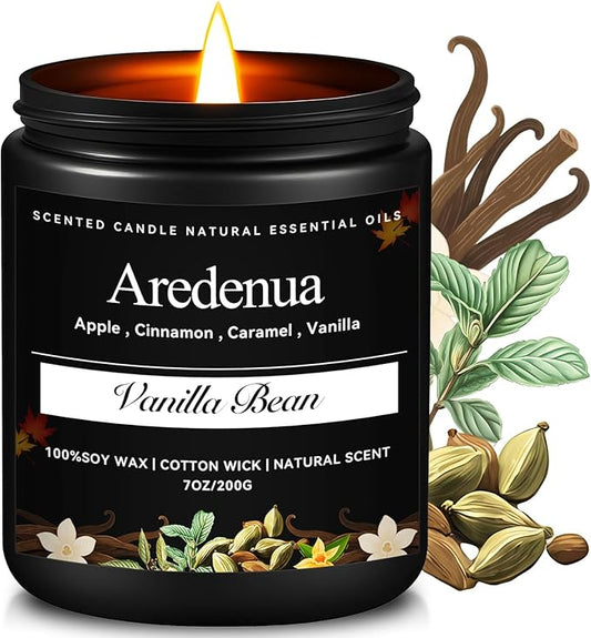 Odor Eliminating Candles | Vanilla Bean Scented Soy Candle for Home, Air Freshening & Cozy Vanilla Scent, Relaxing Home Scented Candles, Cozy Winter Candle Gift for Women & Men - Bloomnest