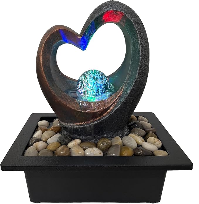 Spinning Orb Rock Cascading Tabletop Fountain, Zen Meditation Indoor Waterfall Feature with ON/Off Switch, Waterfall Fountain with LED Light for Home Office Bedroom - Bloomnest