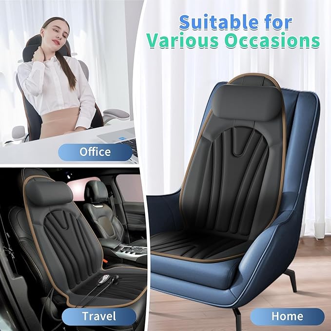 Sotion Back Massager for Chair, Heated Seat Cushion Massager with Neck Traction, Vibration Massage Pad for Full Body Massage for Office Chair, Home Use - Bloomnest