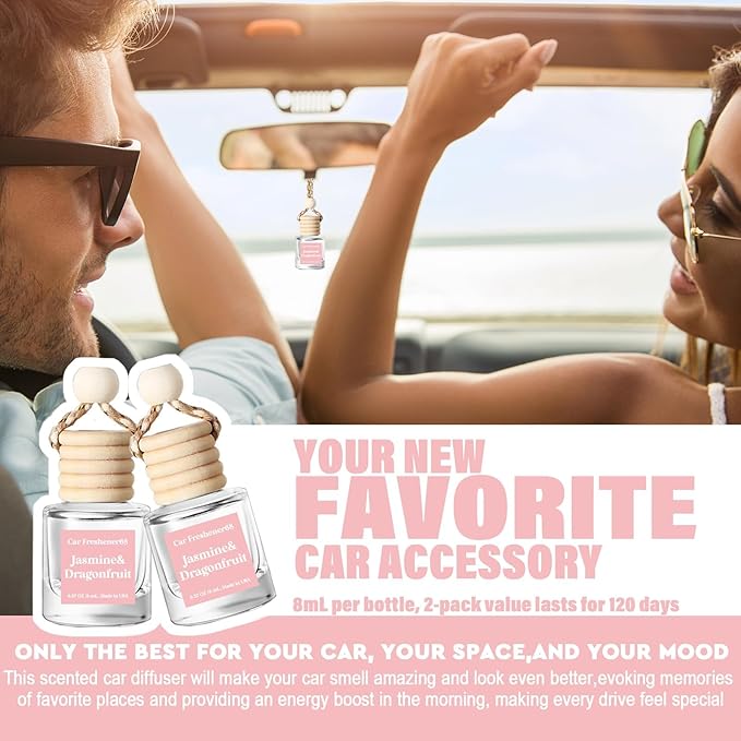 C Classy Car Air Freshener Hanging 2 Pack, Jasmine Essential Oil Diffuser, Long-Lasting Fragrance, Cute Car Accessories for Women & Men, Made in USA CCLASSYPERSONALIZEDJEWELRY