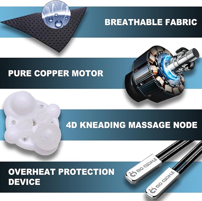 Mo Cuishle Shiatsu Back Shoulder and Neck Massager with Heat, Electric Deep Tissue 4D Kneading Massage, Best Gifts for Women Men Mom Dad, Fathers Day, Mothers Day, Christmas Gifts - Bloomnest