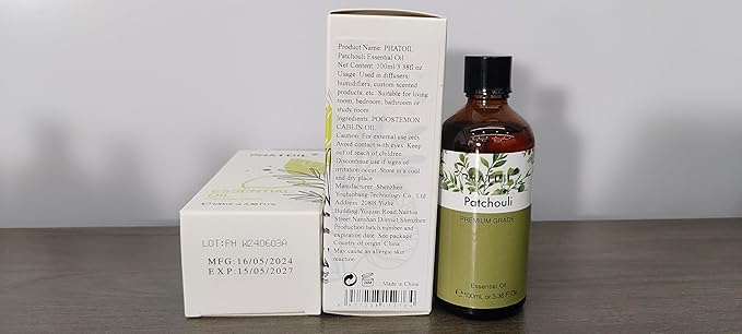 Patchouli 3.38fl.oz Essential Oil, PHATOIL Pure Aromatherapy Oils for Diffuser, Humidifier, Perfect for DIY Soap, Candle, Bath Bombs Making(100ml) PHATOIL