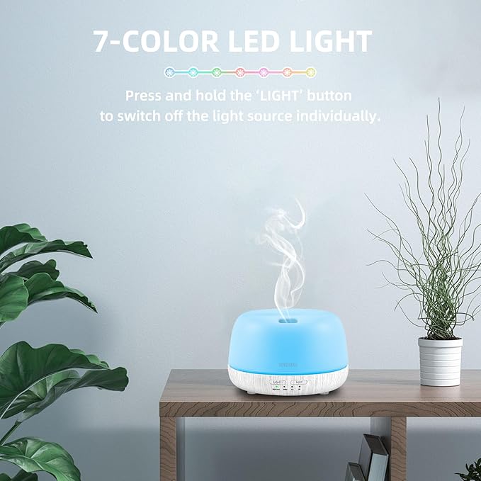 300ML Essential Oil Diffuser with Remote Control, Aromatherapy Diffuser with 7-Color Changing LED Light for Bedroom, Home - Bloomnest
