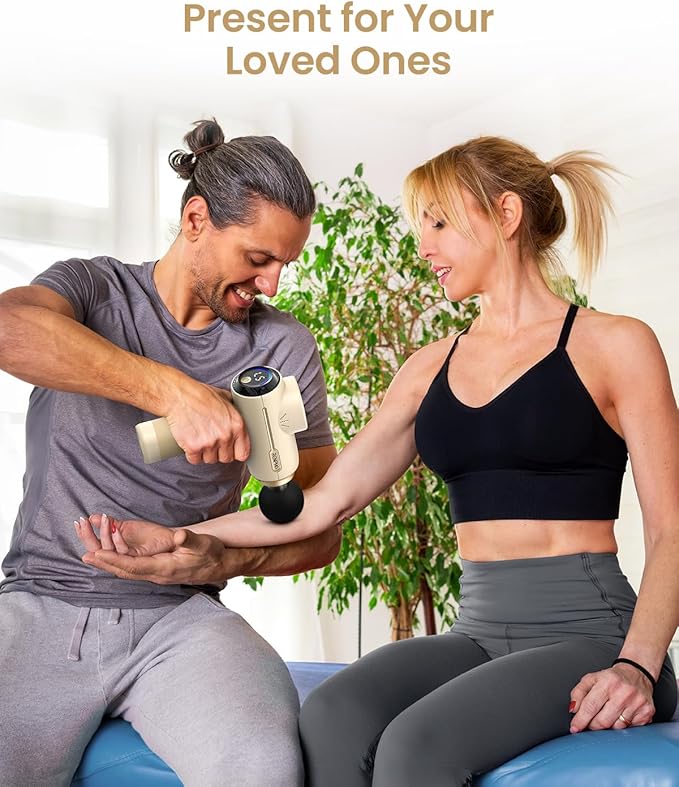 RENPHO Massage Gun Deep Tissue, Portable Percussion Massager for Back and Neck, Gifts for Men and Women, Handheld Device with Carry Case, Active Tan - Bloomnest