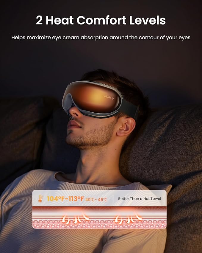 RENPHO Eye Massager with Heat, FSA Eligible HSA, Birthday Gifts for Men, Eyeris1 Eye Massager with Remote Compression, Sleep Mask for Relax Migraine Relief Reduce Strain Improve Sleep RENPHO