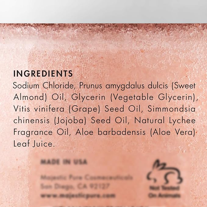 Majestic Pure Himalayan Salt Body Scrub with Lychee Oil, Exfoliating Salt Scrub to Exfoliate & Moisturize Skin, Deep Cleansing - 10 oz (Pack of 2) - Bloomnest