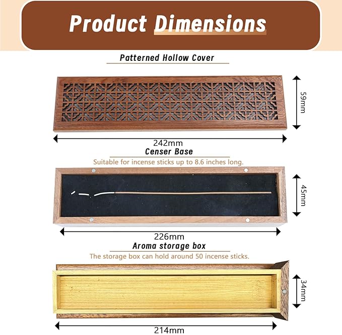 Incense Hoder Burner, Wooden Incense Storage Box for Sticks, Incense Stick Stand Burner Ash Catcher Tray for Meditation Yoga Spa Room Decor - Bloomnest