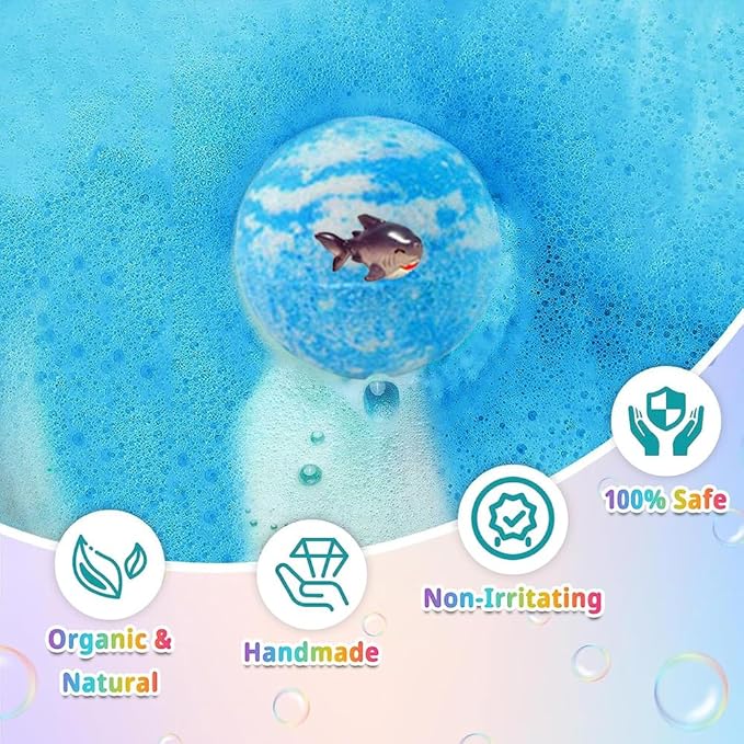 Bath Bomb Gift Set with Surprise Inside, 20 Pack Organic Bath Bombs for Kids, Kids Safe Handmade Fizzy Balls for Kid, Ideal Birthday Gift for Kids, Boys, Girls