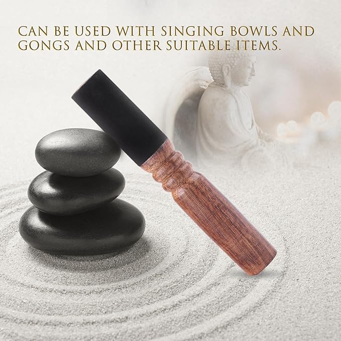 Yinhing Sound Bowl Mallet, Durable Singing Bowl Mallet with Peach Wood Material, Leather Wrapping Tibetan Singing Bowl Set for Religious Article - Bloomnest