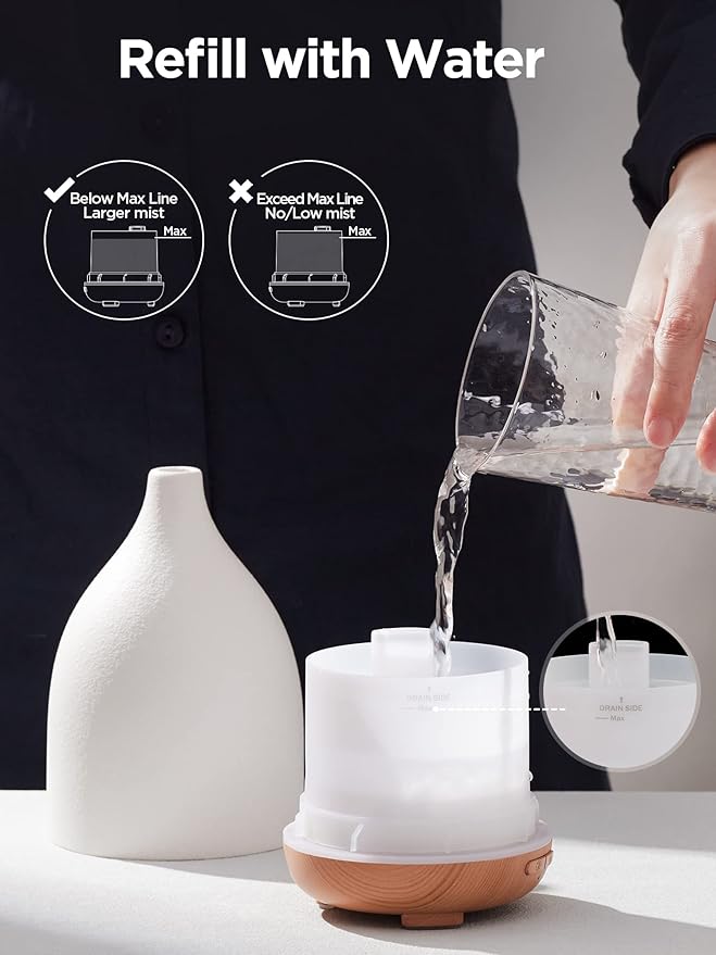 InnoGear Oil Diffuser, 150ML Ceramic Diffuser for Essential Oils Handcrafted Aromatherapy Diffuser Ultrasonic Cool Mist Humidifier with 2 Mist Modes Waterless Auto Off for Room Office, White - Bloomnest