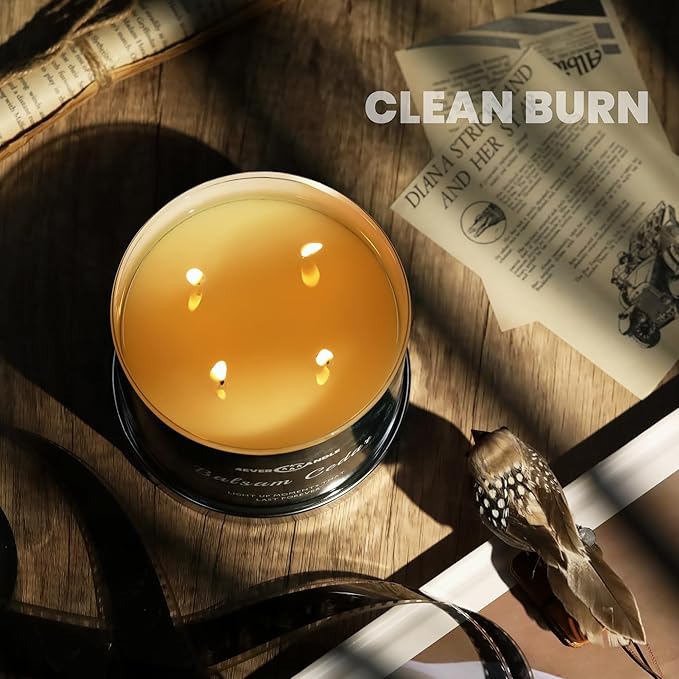 Balsam Cedar Scented Candles, 18oz Soy Candles Non Toxic 4-Wick Large Candle Jars, Over 50 Hours of Burning Time, Ideal for Gifting, Events, Home Decor - Bloomnest