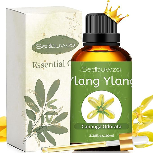 Sedbuwza Ylang Ylang Essential Oil, Ylang Ylang Oil 100% Pure Natural Ylang Ylang Fragrance Oil for Massage Diffuser Humidifier Candle Soap Aromatherapy Making - 3.38 OZ Sedbuwza