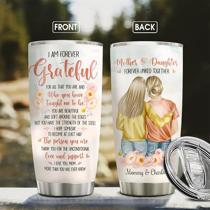 wowcugi Mom Tumbler Personalized Gift For Mom From Daughter Mother Daughter Tumblers 20oz 30oz Coffee Travel Mug with Lid Birthday Mothers Day Christmas Presents For Moms Mommy - Bloomnest