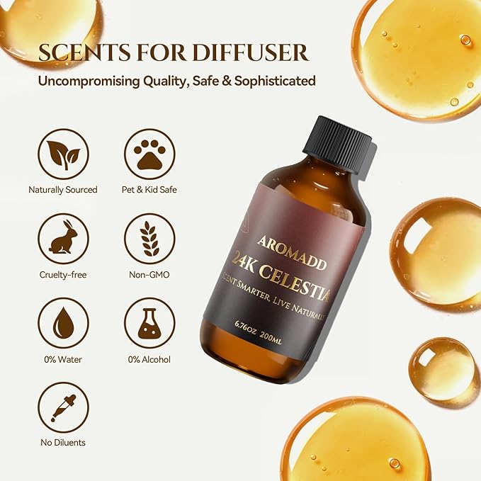 24K Celestia Hotel Collection Diffuser Oil – Inspired by Luxury Hotel Scent for Waterless & Cold Air Diffusers – 6.76 Fl Oz (200ml) Long-Lasting Home Fragrance for Living Room & Bedroom - Bloomnest