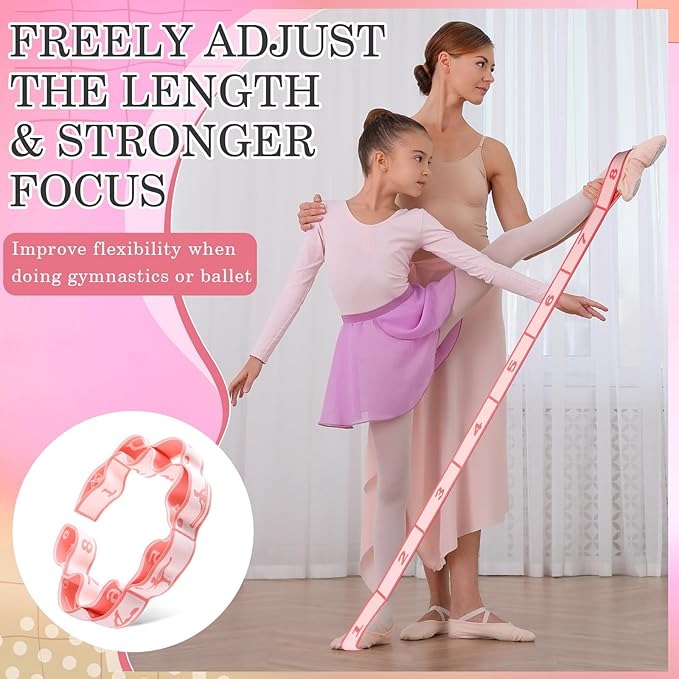 Stretch Strap for Kids Elastic Gymnastics Stretching Ballet Dance Band with 8 Loops Adjustable Exercise Training Resistance Strap for Children Stuff Pilates Latin Yoga Equipment - Bloomnest