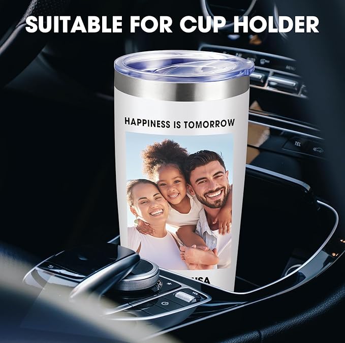 Personalized Custom Tumbler Print in USA 48 Pcs 20oz Stainless Steel Coffee Cup with Lid & Straw Double Wall Insulated Tumbler with Colorful Text Logo Photo - Bloomnest