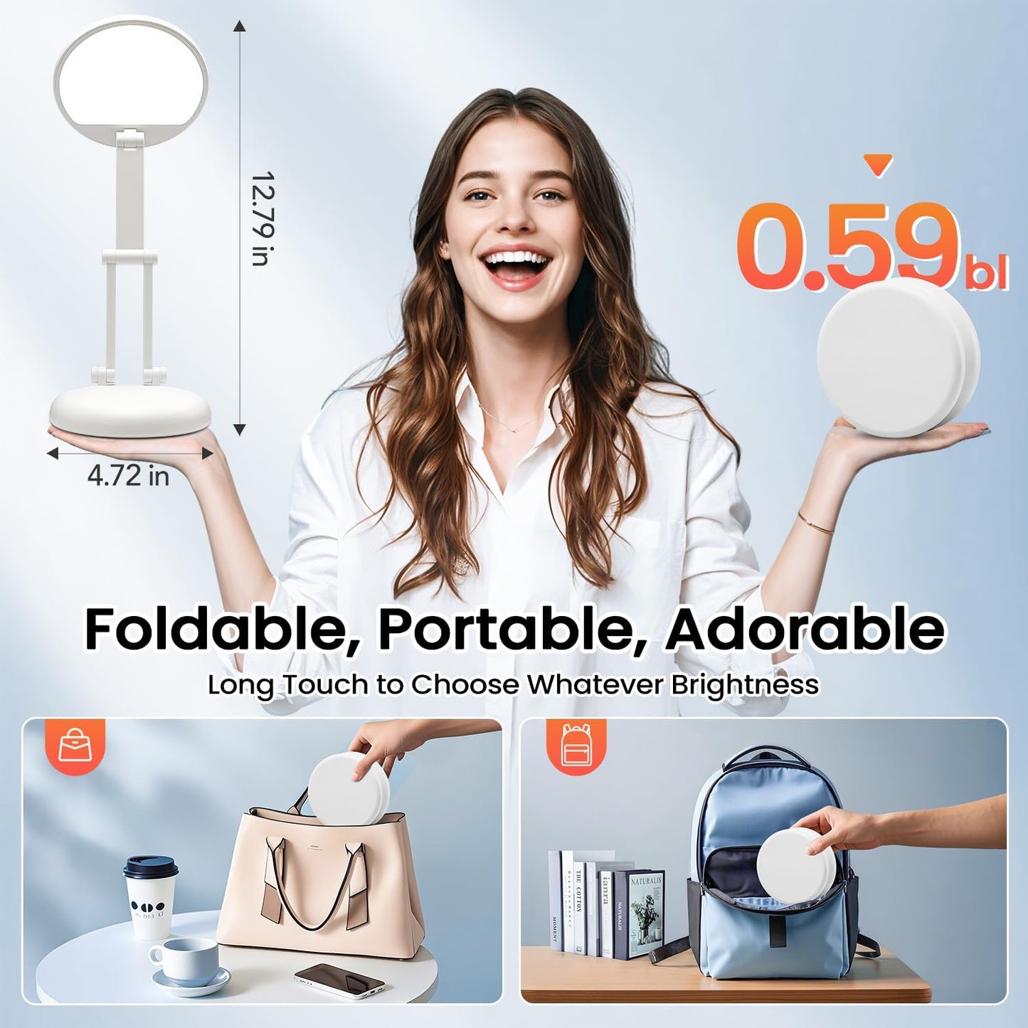 One Fire Cordless Desk Lamp,Dimmable Small Battery Powered Lights,3600mAh Rechargeable Wireless Table Lamp,Mini Lamp&Portable Light for Bed,Book Reading,Home for Small Spaces,Nail Light,Craft,Office