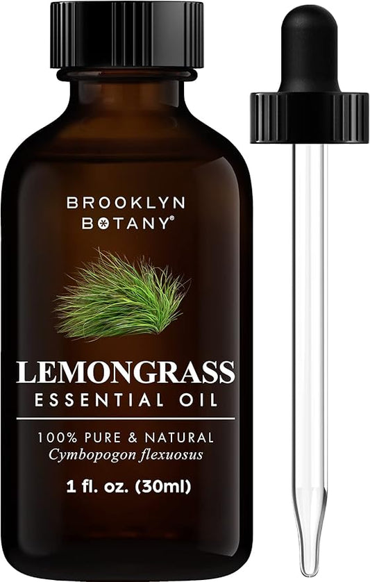Brooklyn Botany Lemongrass Essential Oil - 100% Pure and Natural - Premium Grade Oil with Dropper - for Aromatherapy and Diffuser - 1 Fl Oz - Bloomnest
