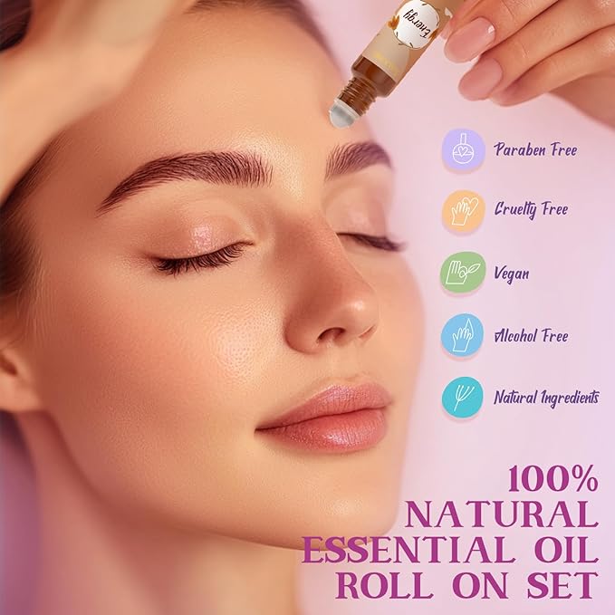 SALKING Essential Oils Roll On Set (6 Pack), Aromatherapy Oil Natural Pre-diluted Blend Oils for Skin Use, Natural Fragrance Gift for Women and Men - Bloomnest