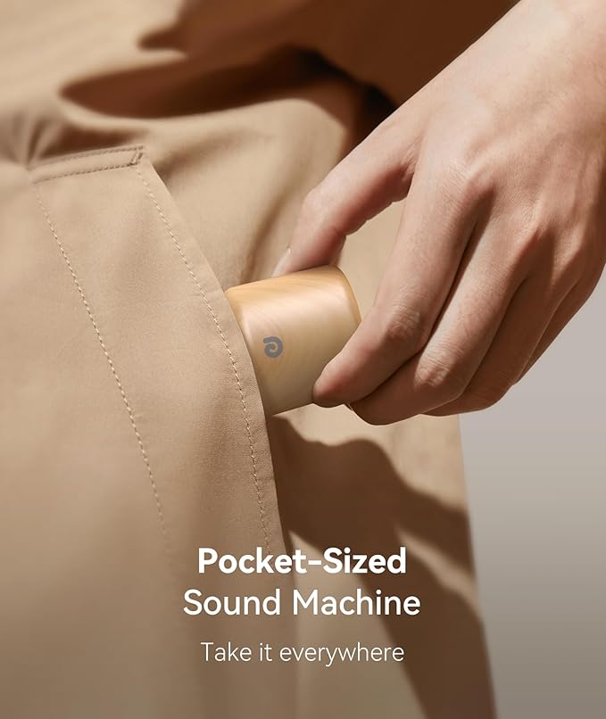 Dreamegg Sound Machine for Baby&Adults - Travel Sound Machine for Sleep, Features Powerful Battery, Egg-Sized, 16 Soothing Sounds, Timer, Sound Machine for Baby Adults Office Privacy Home Gift, Wood