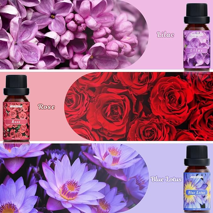 ARVIDSSON Floral Essential Oils Set, Natural Flower Essential Oil Gift for Women - Rose, Gardenia, Cherry Blossom, Honeysuckle, Lilac, Blue Lotus, Scented Oil for Diffuser, Valentines Day Gift for Her - Bloomnest