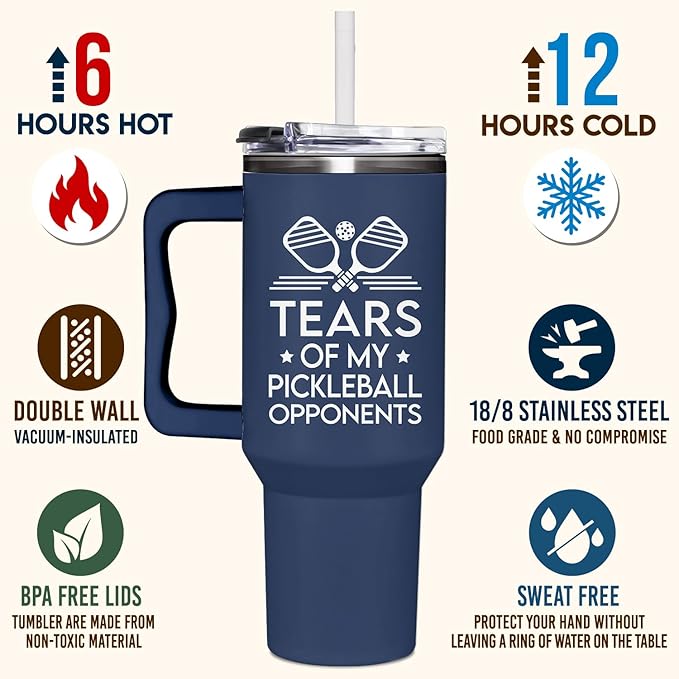 Pickleball Gifts For Men, Gifts For Pickleball Lovers, Pickleball Christmas Gift, Pickleballs Present Ideas From Son, Daughter And Kids, Christmas Presents For Dad, Pickleball Tumbler 40oz With Handle - Bloomnest