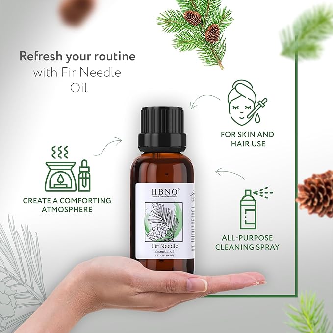 HBNO Fir Needle Essential Oil - 1 oz (30ml) Travel Size - Natural Fir Needle Oil - Perfect for Cleaning, Aromatherapy, DIY, Soap & Diffuser - Bloomnest