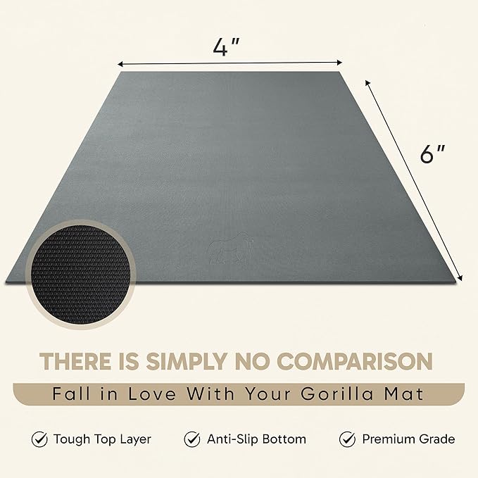 Gorilla Mats Premium Large Exercise Mat – 6' x 4' x 1/4" Ultra Durable, Non-Slip, Workout Mat for Instant Home Gym Flooring – Works Great on Any Floor Type or Carpet – Use With or Without Shoes - Bloomnest