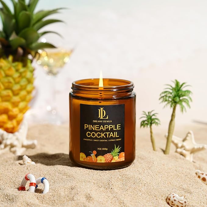 Pineapple Cocktail Candles, 7oz Pineapple Cocktail Scented Candle, Natural Soy Candles for Home Scented, Long Lasting with 50 Hour Burn Time, Gifts for Men Women - Bloomnest