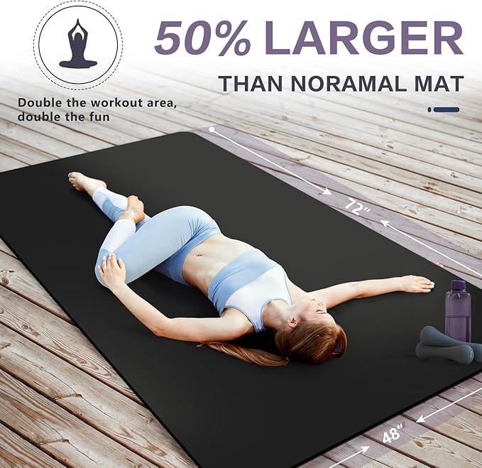 UMINEUX Extra Thick Yoga Mat, 2/5 Inch (10MM), Natural Rubber and TPE Non Slip Yoga Mats with Strap for Women Men, Eco Friendly Exercise Mat for Yoga, Pilates and Home Workout - Bloomnest