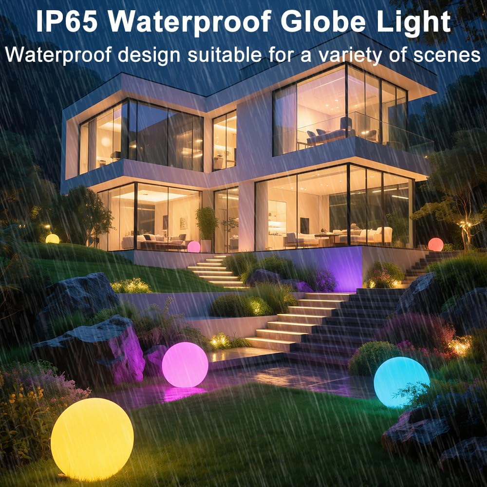 16 In Cordless LED Glowing Ball Light, LED Globe Orb Night Light w/Remote,16RGB Color Changing Waterproof Light Up Ball Rechargeable Indoor/Outdoor Mood Lamp for Nursery Garden Patio Party Bar Decor.