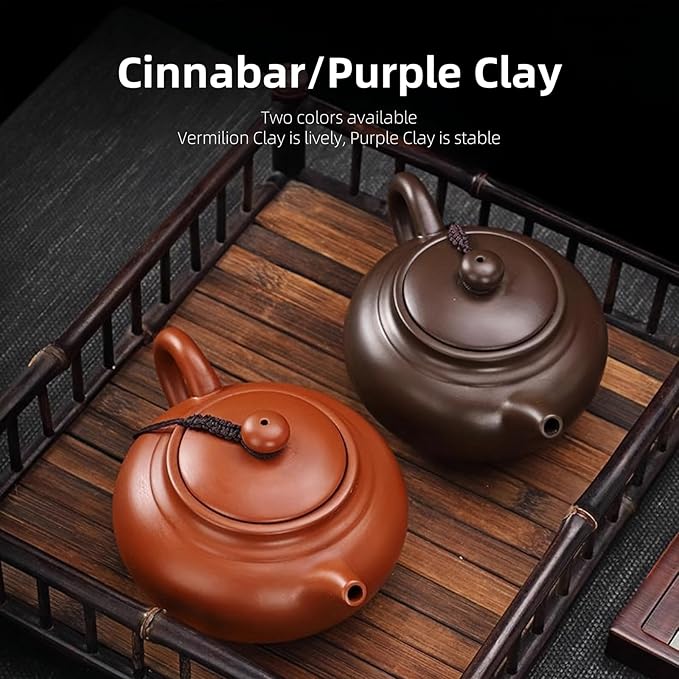 Chinese Clay Teapot, Yixing Xishi Zisha Tea Pot, Handmade Pottery Purple Sand Mud Kungfu Tea Set Kettle,14oz Zhuni - Bloomnest