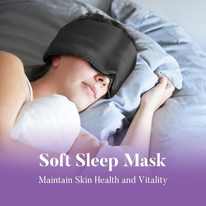 Satin Sleep Mask - Updated Design Light Blocking Eye Mask for Men and Women, Soft and Comfortable Night Sleeping Mask, Eye Cover for Travel/Sleeping (Black) - Bloomnest