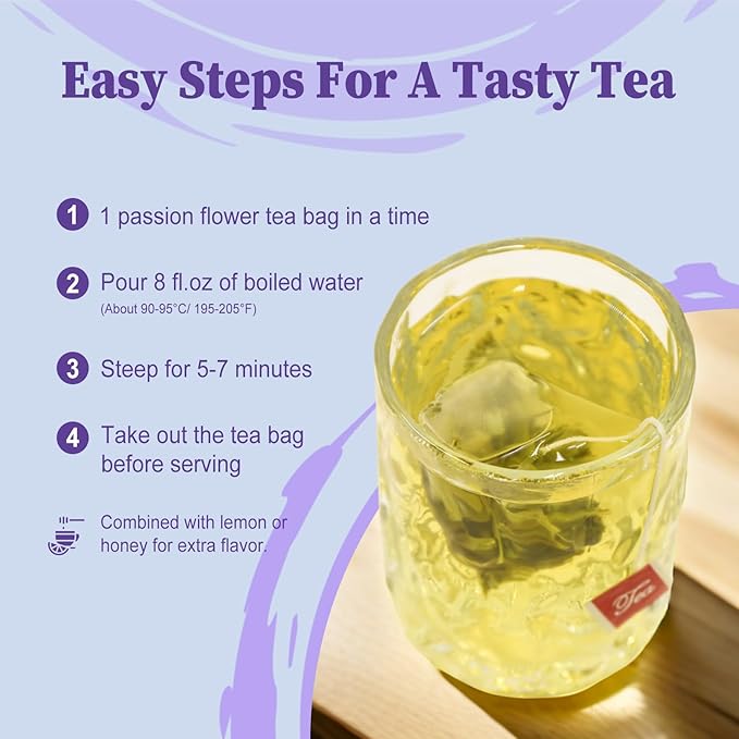 FullChea - Passion Flower Tea bags, 40 Teabags - Natural Passionflower Leaf Herbal Tea for Relaxation - Te De Pasiflora - Non-GMO - Caffeine-free - Support Better Sleep - Bloomnest