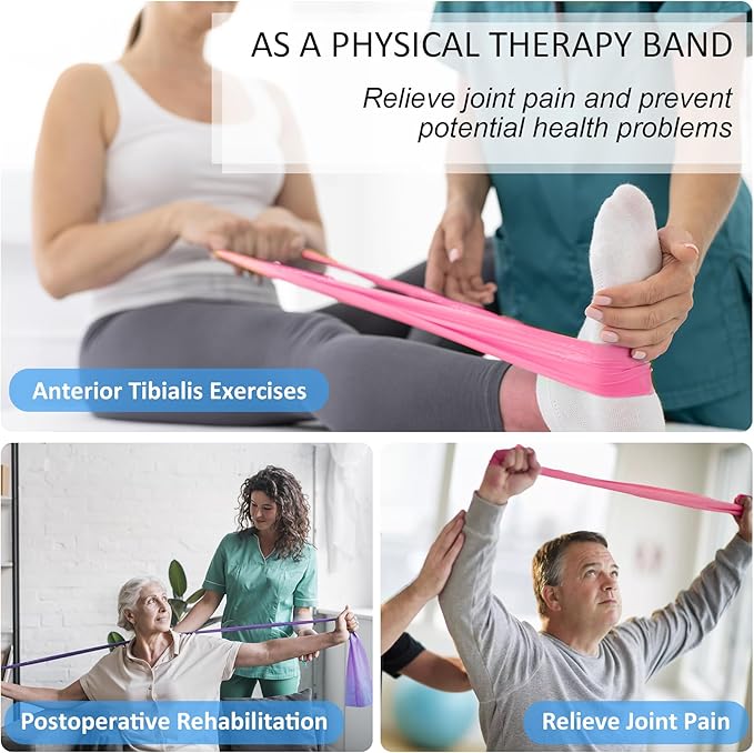 Resistance Bands for Working Out, Physical Therapy Bands, Latex Free Elastic and Exercise Bands Set for Stretching, Suitable for Rehab, Yoga, Pilates, Gym, Home Exercise - Bloomnest