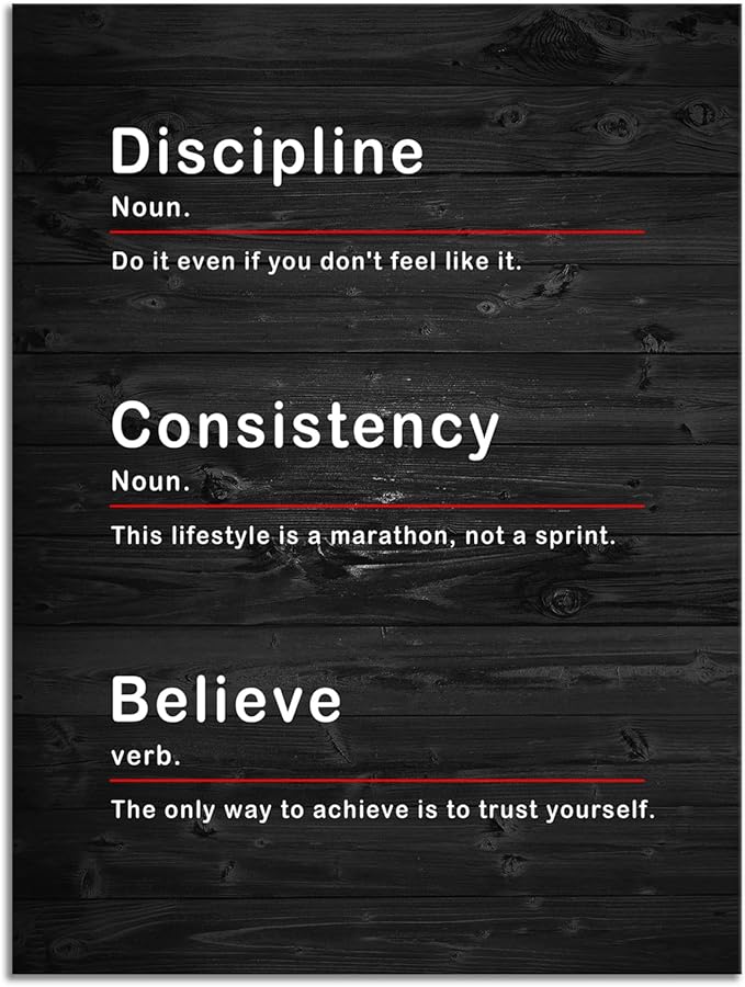 Discipline Consistency Noun Inspirational Wall Art Canvas Painting Office Wall Decor Believe Verb Poster Framed Prints Artwork Motivational Quotes for Wall Art Home Classroom Decor[30''W x 40''H] - Bloomnest