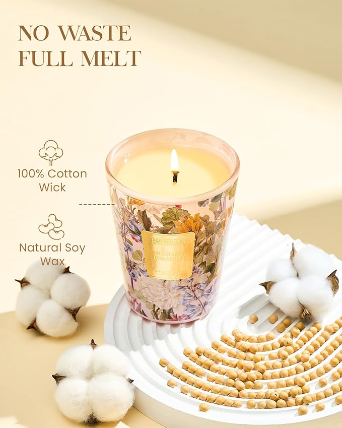 M&SENSE Citrus Water Flower Scented Candles, Soy Natural Wax Candles 14.1oz 60H Burn Time Long Lasting, Natural Aromatherapy Calm Stress Relief, Home Fragrance Housewarming Gifts - Bloomnest