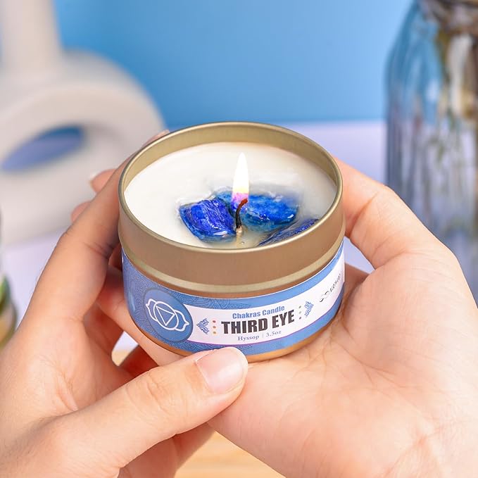 AOOVOO Chakra Candles with Healing Crystals - 7 Chakra Candle Set, Spiritual Gifts for Women, Aromatherapy Candle, Soy Candles for Women - Bloomnest