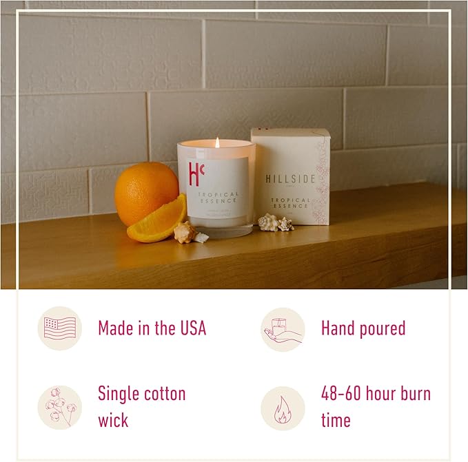 Tropical Essence Single Wick Soy Candles, Luxury Scented Candles for Home - Up to 60 Hour Burn Time, Cruelty-Free Soy Wax Blend - Floral Fragrance, Notes of Coconut & Citrus (9 oz) - Bloomnest