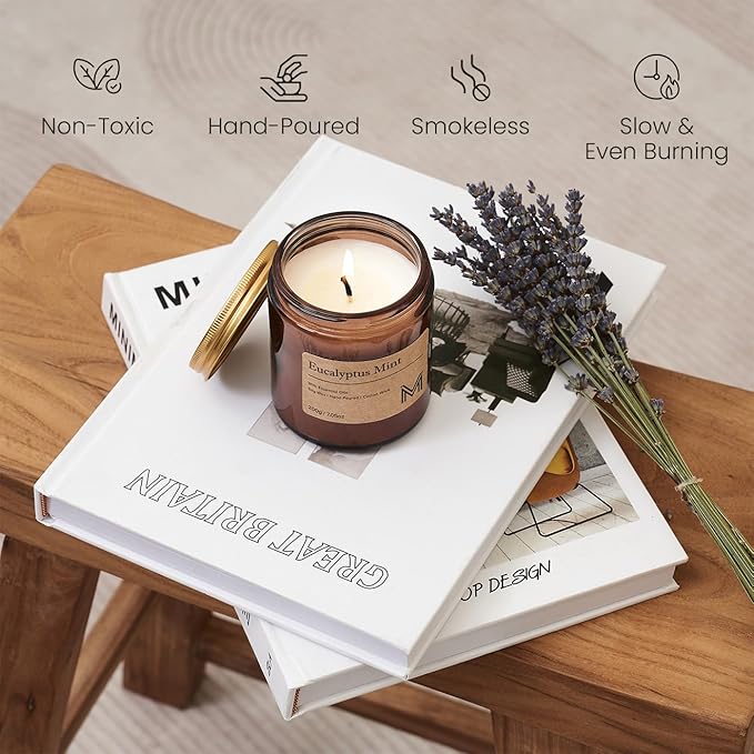 M&SENSE Eucalyptus Mint Home Scented Candle for Relaxation, Gifting, Spa | 7.05oz Candle Gift for Birthday Mother's Housewarming Valentine - Bloomnest