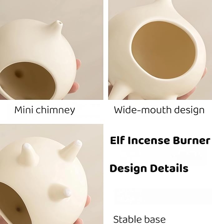 Handmade Ceramic Palo Santo Holder Burner & Sage Holder - Mini Tabletop Chiminea Burner Tray with Ash Catcher, Decorative Incense Holder for Spiritual Meditation & Yoga - Bloomnest