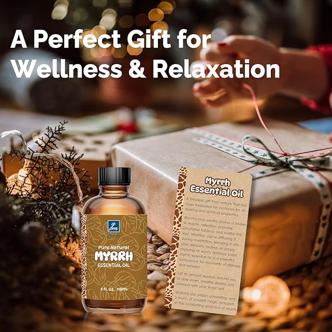 Myrrh Essential Oil 4 Oz, 100% Pure Natural Myrrh Oil for Diffuser, Skin, Hair, Body & Face, Massage, DIY & Home Use - Bloomnest