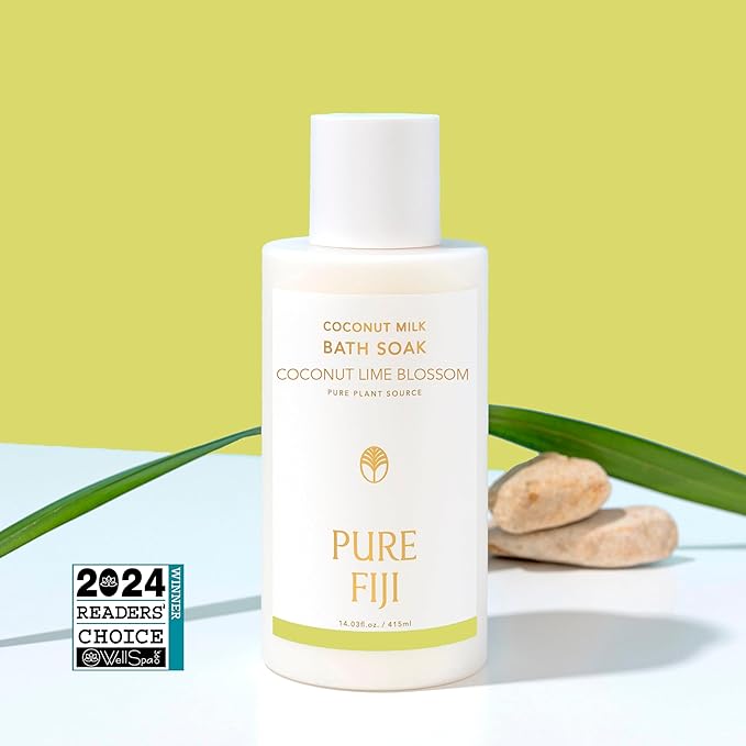 Pure Fiji Coconut Milk Bath Soak, Coconut Lime Blossom (14oz/415ml) - Bloomnest