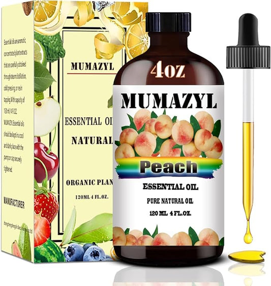 Peach Essential Oil, Peach Oil 4 Fl Oz 120ML for Diffuser Humidifier Yoga Cleaning DIY Candle Soap Making Essential Oils - Bloomnest