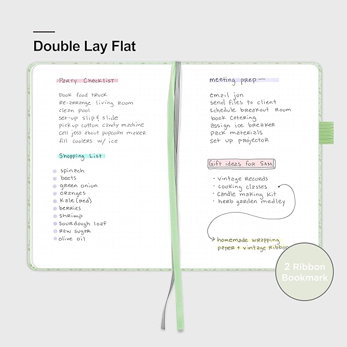 &And Per Se Dotted Journal Notebook for Women&Men with Pattern, A5 Leather Hardcover, 160 Pages 100GSM Thick Dotted Paper, 3 Sheets of Stickers Included(Light Green) - Bloomnest