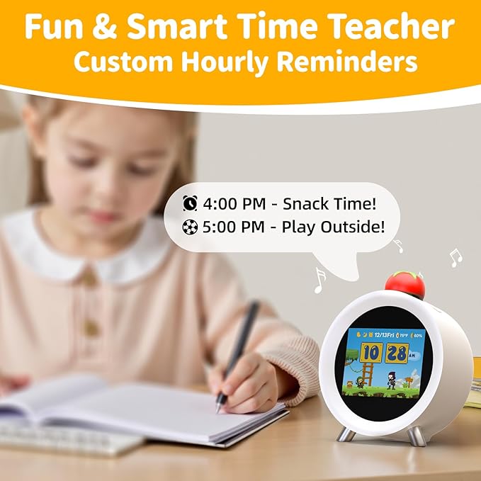 Dekala ChronoSense Sound Machine Alarm Clock for Bedroom w/Temperature Humidity, Sleep White Noise Sound Machine, 100dB Loud Gradual Alarm for Heavy Sleeper IPS Screen Animation