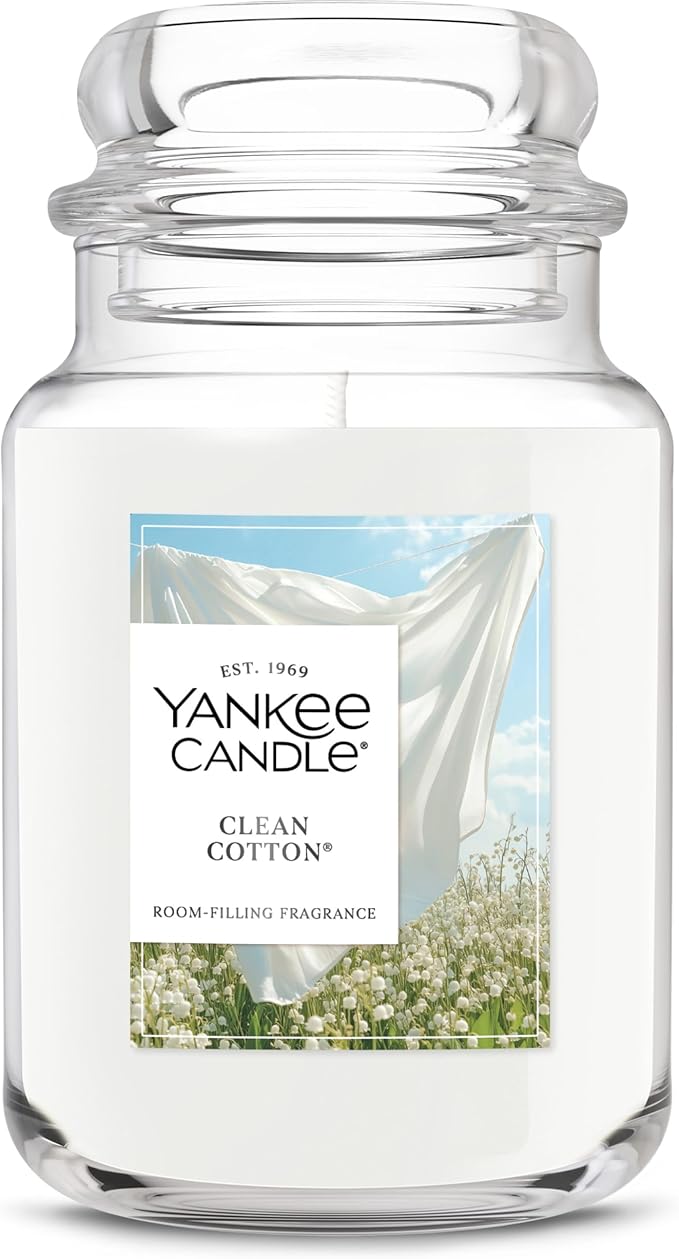 Yankee Candle Clean Cotton Scented Candle, 22oz Large Jar with up to 150 Hour Burn Time, Giftable, Birthdays - Bloomnest