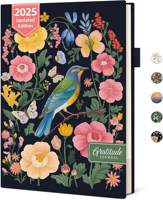 Gratitude Journal for Women – Undated Daily Mindfulness & Manifestation Journal with Prompts for Cultivate Affirmations, Positivity, Self-Care & Happiness - Flower Bird - Bloomnest
